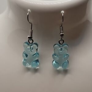 Gummy Bear Candy Cute‎ Novelty Dangle Resin Food Earrings Light Blue